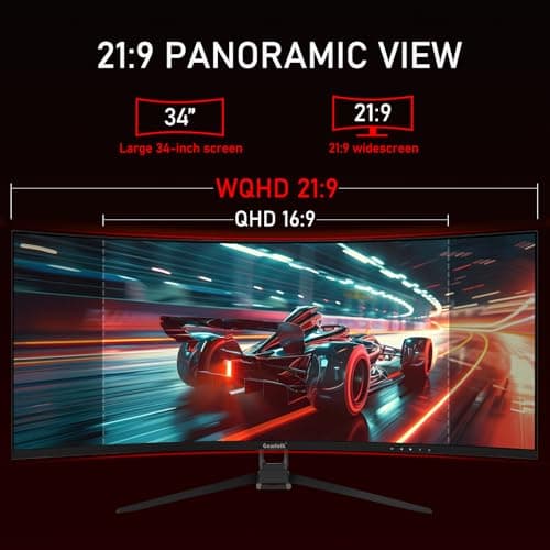 Gawfolk 34 Inch Ultrawide Curved 144Hz Gaming Computer Monitor 1500R PC Screen 21:9 UWQHD (3440x1440),Adaptive Sync,178° Viewing Angle,Display Port、HDMI2.0,Compatible with Wall mounting - Black 3