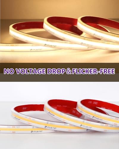 Outdoor COB LED Strip Lights Waterproof 3000K, 16.4ft IP67 24V Tape Light Warm White High Density, 2560 LEDs, 305 LM/FT, CRI 90+, Lighting for Backyard, Garden, UL Listed (Power Source Not Included) 8