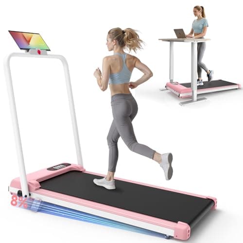 Walking Pad Treadmill with Handle Bar,Walking Pad with Incline 8%,2.5HP Quiet Under Desk 320 lbs 2 in 1Treadmills for Home Office,Compact Foldable Walking Pad,Remote Control&LED Display