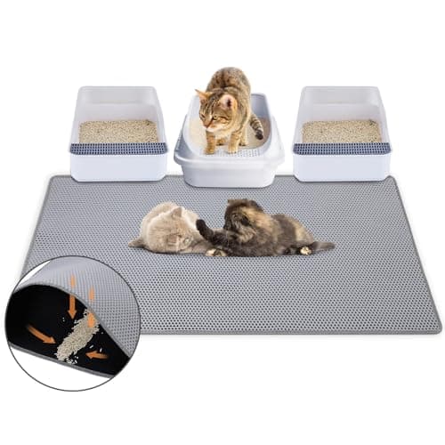 Unicorn Catcher Cat Litter Mat Double Layer Litter Mat Non-Slip Litter Box Mat Waterproof and Urine-Proof Cat Litter Mat Litter Trapping Mat Grey Kitty Litter Mat Easy to Clean, 46x27in