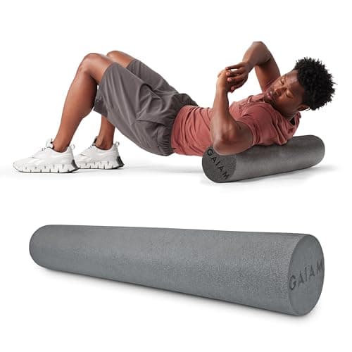 Gaiam Restore Foam Roller for Muscle Massage - 36" Long Foam Roller, Deep Tissue Muscle Massager for Sore Muscles & Stimulation - Total Body Pain Relief, Back, Neck, Foot, Calf, Leg, Arm - Grey