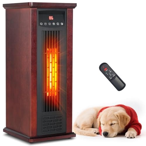 Lifeplus 1500W Electric Infrared Space Heater, Quartz Heater for Indoor Use, Tip-Over & Overheat Protection with Remote Control, 3 Heat Settings, 12H Timer for Large Room Basement