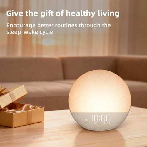 Sunrise Alarm Clock White Noise Machine: Natural Wake Up Light - Dimmable Clock with Bluetooth Speaker for Bedroom - 25 Sleep Sounds for Baby Adults Kids Putty 7