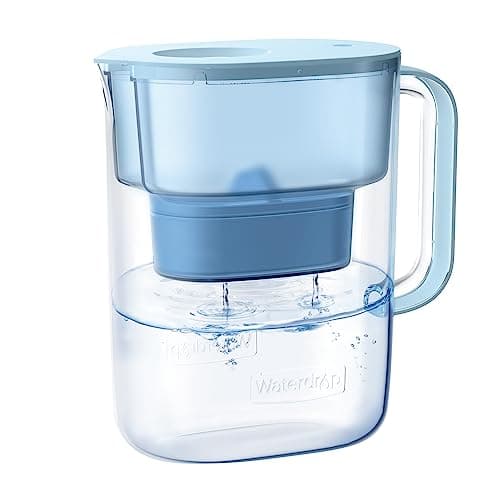 Waterdrop Alkaline Lucid 10-Cup Large Water Filter Pitcher with 1 Filter, Healthy, Improved Coffee Taste, Clean & Toxin-Free Mineralized Alkaline Water (100 Gallons), Up to PH 9.5, BPA Free, Blue