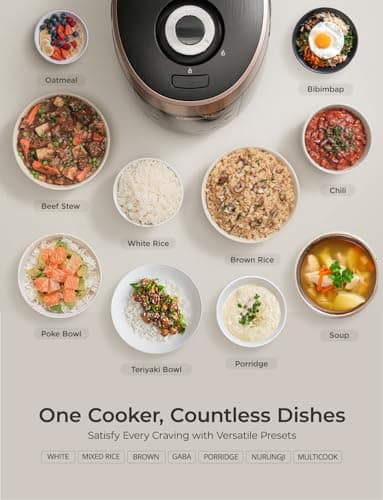 CUCKOO High Pressure Rice Cooker 6-Cup Uncooked / 12-Cup Cooked with Nonstick Inner Pot, Versatile Rice Maker with 12 Menu Options and Steam Plate, Fuzzy Logic Tech, Voice Guide, Black (CRP-P0609S) 4