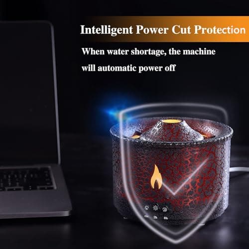 Volcano Humidifier, Large 300ML/10.56oz Capacity, Waterless Auto-Off and Timer, with Flame and Volcano Atomization Modes, Volcano Aromatherapy Diffuser for Bedroom, Office or Yoga (Double Color Lava) 7