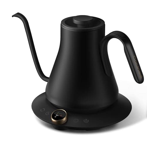 Cocinare FLOW M9 Gooseneck Electric Kettle with Precise ±1℉ Temperature Control for Pour-over Coffee and Tea, Stainless Steel Interior, Quick Heating Electric Kettle for Boiling Water (Goya Black)