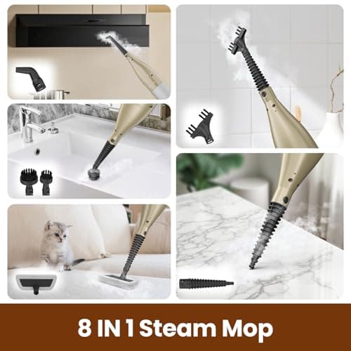 DEVOAC VM6 Scrubbing Steam Mop with Rotating Mop Pads, 10 in 1 Steam Mop, Lightweight Spin Mop & 3 Steam Modes for Hard Floor Laminate Marble Floors (Khaki) 7