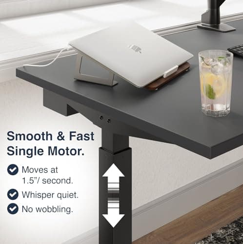 Desky Single Electric Height Table – Ergonomic Workstation with 47.2 x 29.5 in White Surface – Motorised Height Range for Home Office Productivity 6