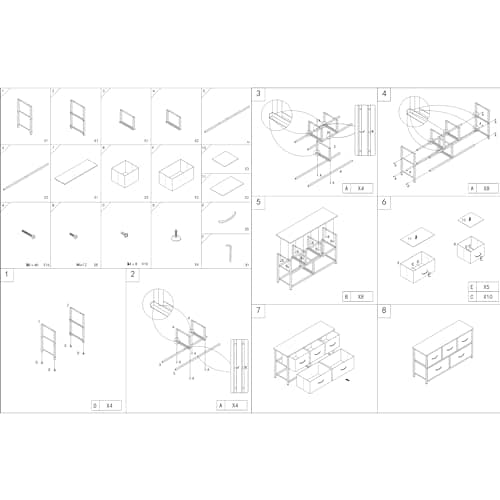 AZL1 Life Concept Extra Wide Dresser Storage Tower with Sturdy Steel Frame, 5 Drawers of Easy-Pull Fabric Bins, Organizer Unit for Bedroom, Hallway, Entryway, 11.4"D x 39.4"W x 21.6"H, Dark Grey 9