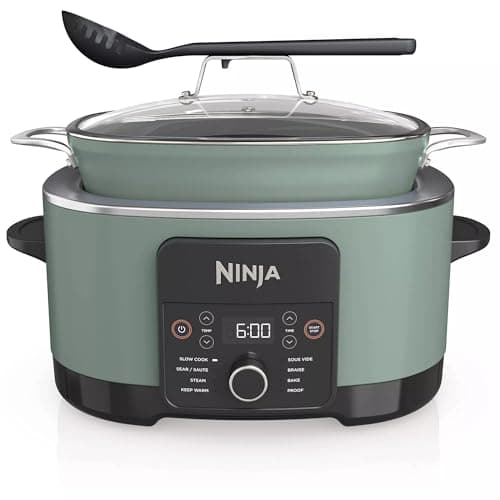 Ninja MC1001H Foodi PossibleCooker PRO 8.5 Quart Multi-Cooker, 8-in-1 Slow Cooker, Pressure Cooker, Dutch Oven & More, Glass Lid & Integrated Spoon, Nonstick, Oven Safe to 500°F, Sage Green (Renewed)