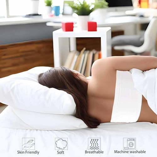 iFaon Thin Flat Slim Ultra Soft Bed Pillows Standard Size Set of 2 Pack for Sleeping, Bed Pillow for Stomach Back and Side Sleepers, Machine Washable 20x26 inches 7