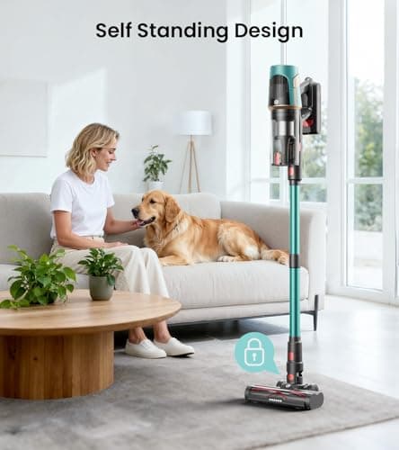 Cordless Vacuum Cleaner, Upgraded 580W 48KPA 65Mins Vacuum Cleaners for Home, Cordless Stick Vacuum Cleaner with Self-Standing and LED Screen, Anti-Tangle Wireless Vacuum for Pet Hair/Carpets/Floors 7