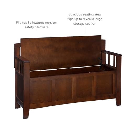 Linon Home Dcor Linon Home Decor Cynthia Storage Bench, 50"w x 17.25"d x 32"h, Walnut 21