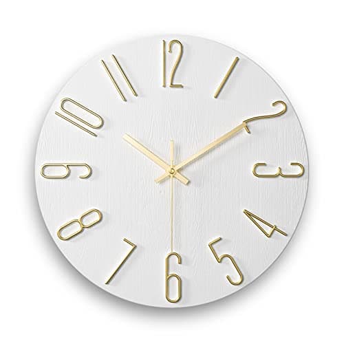 fapugh Wall Clock, Silent Clock, Wall Clocks Battery Operated， 12 inch Modern Wall Clock, Suitable for Offices, Living Rooms, Kitchens, Homes, Schools (White)