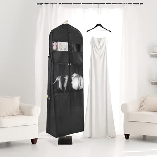 Zilink 72" Wedding Dress Garment Bag Dress Bags for Gowns Bridal Dress Travel Bag with 12”Gusseted and Accessory Pockets for Wedding Dress, Puffy Gowns [Upgraded Version] 5
