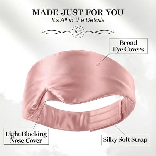 SLEEP SANCTUARY 100% Pure Mulberry Silk Sleep Mask - 22 Momme Light Blocking Hook & Loop Silk Eye Mask for Sleeping - Secure Fit for Side Sleepers, Women & Men - Cloud Soft (Pink) 6