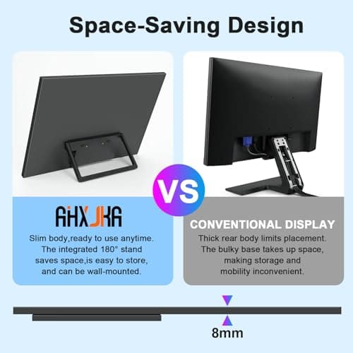 AHXJKA 23.8" Large Screen Portable Monitor with Adjustable Kickstand,100HZ USB-C HDMI Gaming Monitor,100% SRGB FHD IPS/HDR Computer Screen Extender with 2 Speakers for Laptop PC MacBook Phone PS4/PS5 5