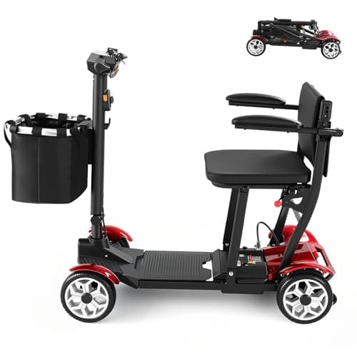 Mobility Scooters for Seniors-Lightweight,Easy Foldable,28Miles Travel Range,Powerful Battery,4X Anti-Slip Rear Wheel, Intelligent Electric Control Motorized Scooters 270W for Adults