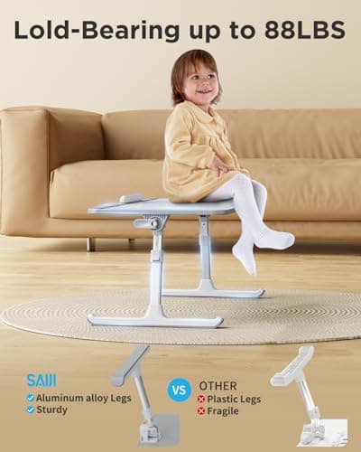 SAIJI Leather Lap Desk Laptop Bed Tray Table, Adjustable Laptop Stand for Bed, Portable Lightweight Standing Desk for Writing Eating Reading Couch Sofa Floor for Adults Kids (20.5"*11.8",Gray) 5