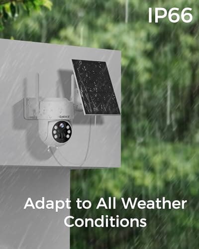 GAIEXCE Wireless Solar Camera System Outdoor, 4PCS 4MP Battery Powered Cameras, No Monthly Fee, 360° View Pan Tilt, PIR Motion Detection, Color Night Vision, IP66, 2-Way Audio, 10" Monitor 9