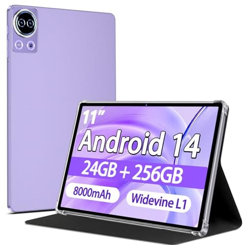 SKYEGG Tablet 11 inch Android 14 Tablets, 24GB+256GB+1TB Expand, Widevine L1 Compatible 8-Core Tablet PC with 5G WiFi, 8000mAh Big Battery, 13MP Camera, 11'' IPS HD Touchscreen, Face ID, GPS(Purple)