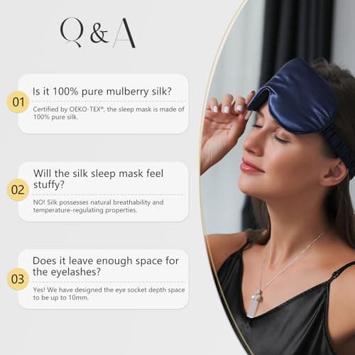 ZIMASILK Adjustable 22 Momme 100% Pure Mulberry Silk Sleep Mask, 3D Contoured Cup Eye Mask for Sleeping, Super Soft Breathable Blindfold, Perfect Blocks Light for Sleeping (Black) 6