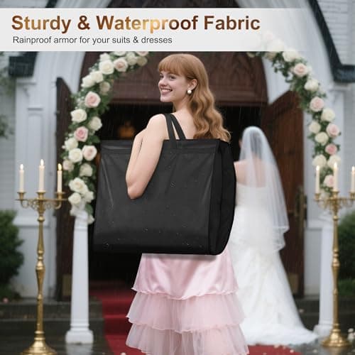 MISSLO 65" Long Garment Bags for Travel for Women 4" Gusseted Dress Bags for Gowns Waterproof Dress Protector Bag for Closet Storage Clothing Covers for Hanging Clothes Wedding Dresses Storage 5