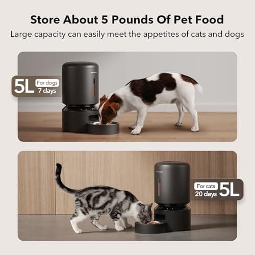PETLIBRO Automatic Cat Feeder, 5G WiFi Automatic Dog Food Dispenser with Freshness Preservation, 5L Timed Pet Feeder with Low Food Sensor, Up to 10 Meals Per Day, Granary Black 6