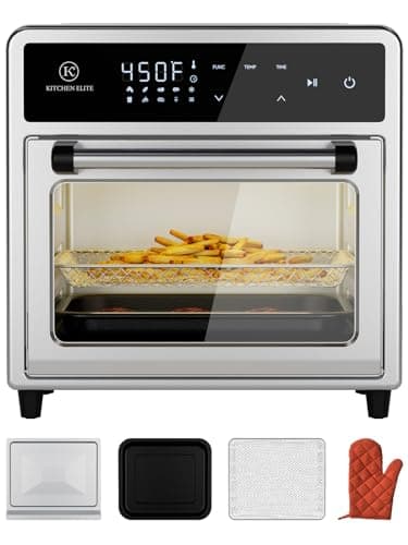Kitchen Elite Air Fryer Toaster Oven Combo,10-in-1 12.6QT Compact Countertop Oven,9 Touch Screen Presets & 1 DIY Function,Easy Digital Controls,4 Accessories Included