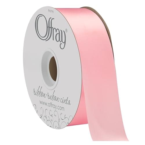 Berwick Offray 600955A 1.5" Wide Double Face Satin Ribbon for Gift Wrapping, Decoration, and Crafts, 50-Yard Spool, Pink