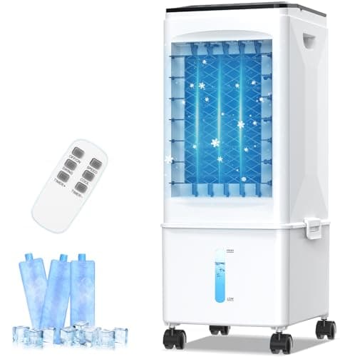 Evaporative Air Cooler, [9.5L large Water Tank]3-in-1 Portable Air Conditioners for Room, 3 Speeds, Fast Cooling Portable AC Unit w/7H Timer/Remote, Quiet Swamp Cooler for Bedroom Office