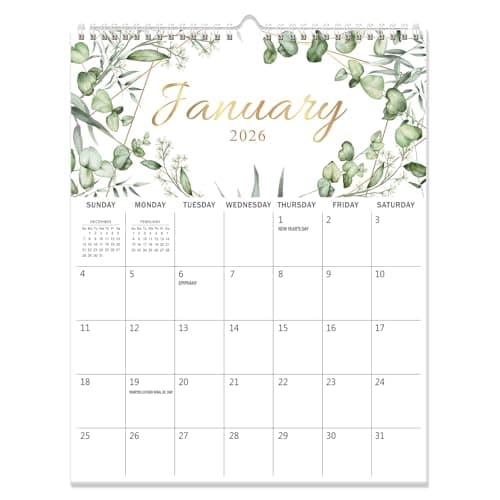 GuassLee Vertical Wall Calendar 2026-2027, 18-Month Hanging Calendar Jan. 2026 to Jun. 2027, 14" x 11" Monthly Planner Wall with Thick Paper, Plant Design for Office School Home Teacher Organizing