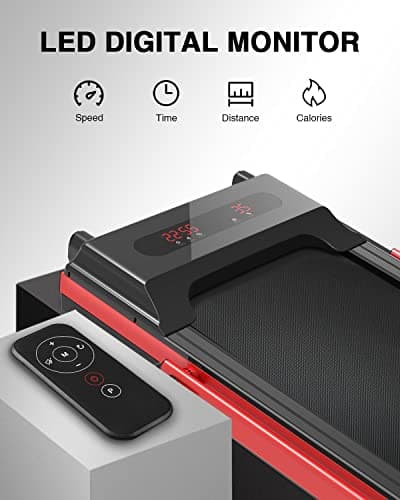 REDLIRO Under Desk Treadmill, 2 in 1 Motorized Portable Foldable Walking Pad, Compact Fold Up Treadmill for Small Space with Remote Control, LED Display for Home & Office Use 5