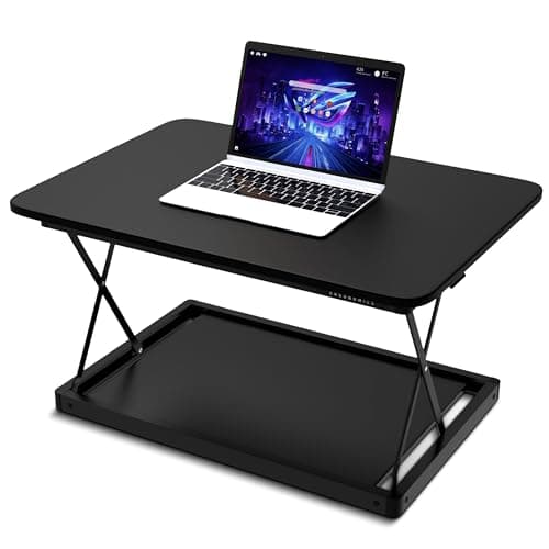Uncaged Ergonomics Changedesk Mini Small Standing Desk Converter Height Adjustable Desktop Sit-To-Stand Up Desk Riser Laptop Table Top Standing Converter, Black