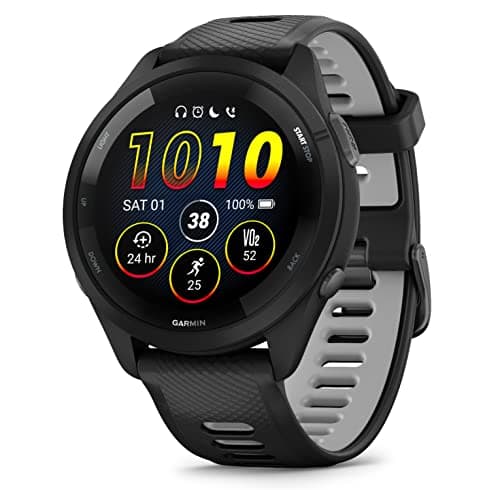 Wearable4U Garmin Forerunner 265 Music GPS Running 46 mm Smartwatch, Black with AMOLED 1.3 in Touchscreen Display Black Earbuds Bundle 5