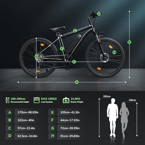 35-Speed Electric Bike for Adults 750W 26" Tire Commuting Electric Mountain Bike 20MPH Range 55+ Miles 374.4Wh Removable Battery Front Fork Suspension Fenders Lightweight Electric Bicycle,Black 7