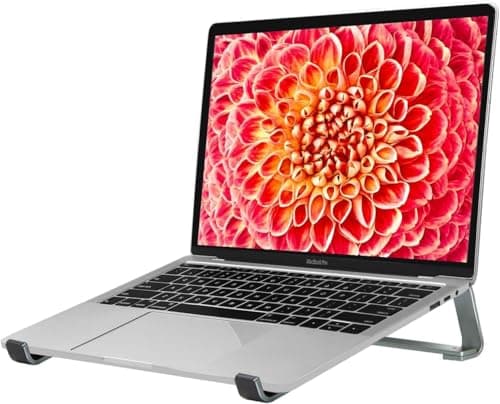 Thibault Laptop Stand for Desk - Aluminum Ergonomic Computer Stand，Laptop Riser, Cooling Laptop Holder, Compatible with MacBook Air Pro/Dell/HP/Lenovo/Alienware and 13-17 inches Laptops, Blue Grey