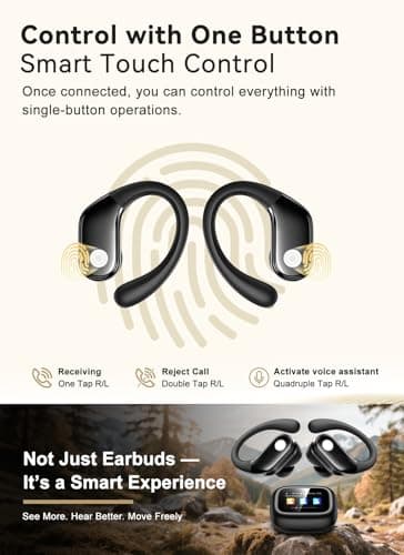 jaddsa Wireless Earbuds, ANC Noise Cancelling Sport Ear Buds with Multifunctional Touch Screen, Bluetooth 5.4 Headphones, Bass Stereo Sound, 5 EQ Over The Ear Earbuds for Sports/Workout/Gym-Black 8
