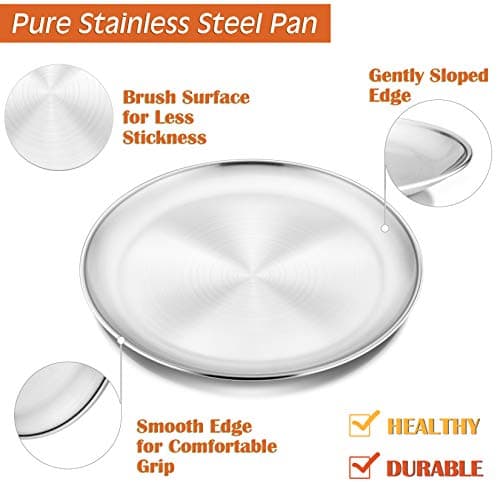 P&P CHEF Pizza Pan Bakeware for Home Kitchen, Stainless Steel Pizza Tray for Baking Pizza, Healthy & Reusable & Easy Clean, Oven & Freezer Safe, 12 Inch & Silver 3