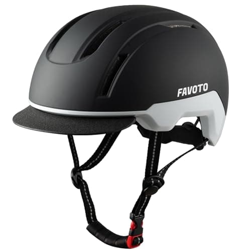 Favoto Urban Bike Helmet Dual Shell with Removable Visor - Scooter Commuter Skate Helmet Lightweight Adjustable 59-61CM, Large, Black & Gray