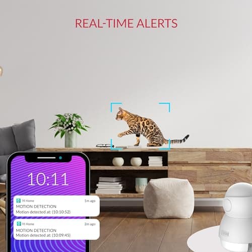 YI 2pc 2K Dome Security Camera, 2.4G Smart Indoor Pet Monitoring Cam with Night Vision, 2-Way Audio, Motion Detection, Phone APP, Compatible with Alexa and Google Assistant 6
