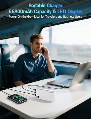 Portable Charger Power Bank, 56800mAh PD 22.5 W Fast Charging Battery Pack, Large Capacity Portable Power Bank for Camping Travel Essential Compatible with iPhone 17/16/15/14/13 Series, iPad-Black 6