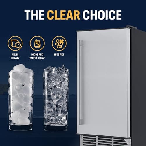 Newair 15" Commercial Nugget Ice Maker | Freestanding or Built-in Under Counter Ice Maker with 80 lbs/Day Production | for Home Bar, Kitchen & Restaurant Use | Stainless Steel 5
