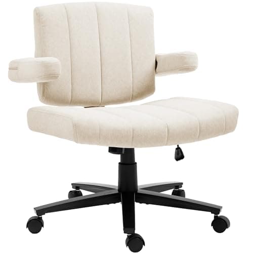 Vigosit Criss Cross Wheeled Chair - Adaptable Comfort for Every Need, High-Backed, with Adjustable Wide Armrests, Anti-Skid Fabric Upholstery, and a Sleek Modern Aesthetic for Home Office Use