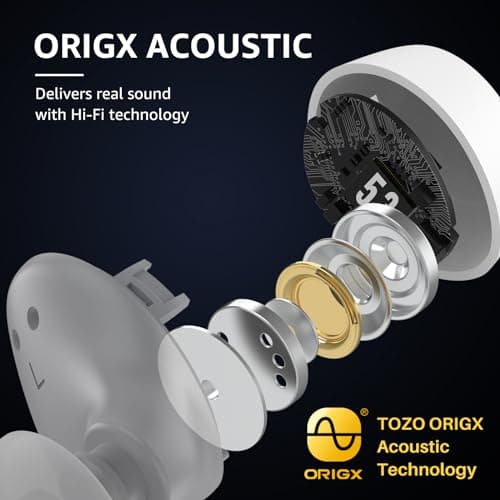 TOZO A1 Wireless Earbuds Bluetooth 5.3 Light-Weight in Ear IPX5 Waterproof Headphones 2 Mic for AI Calls, Immersive Premium Sound Bass Headset with Charging Case, 32 Presets EQ Customization via App 7