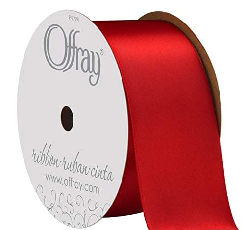 C.R. Gibson Berwick Offray 062081 1.5" Wide Single Face Satin Ribbon, Red, 4 Yds
