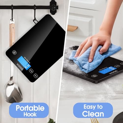 KOIOS Food Scale, 33lb/15kg Digital Kitchen Scale Weight in Grams and Ounces for Cooking Baking, 1g/0.1oz Precise Graduation, Batteries and Type-C Charging, Tare Function, LCD Display, Black 9
