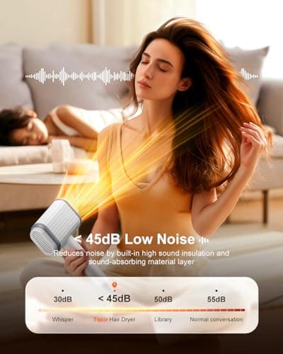 Tqcir Hair Dryer, 220,000 RPM Dual High-Speed Brushless Motors Blow Dryer for 6X Fast Drying, 500 Million Negative Ionic Hair Dryers for Long Thick Hair, Low-Noise 4 Temps /4 Speeds 8