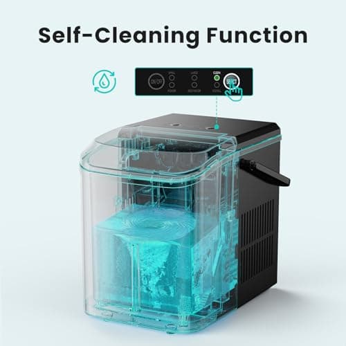 OLIXIS Ice Maker Machine with Handle,26lbs in 24Hrs,9 Ice Cubes in 6 Mins,Auto-Cleaning Portable Ice Maker with Basket and Scoop, Countertop Ice Maker for Home/Kitchen/Camping/RV, Sleek Black 5